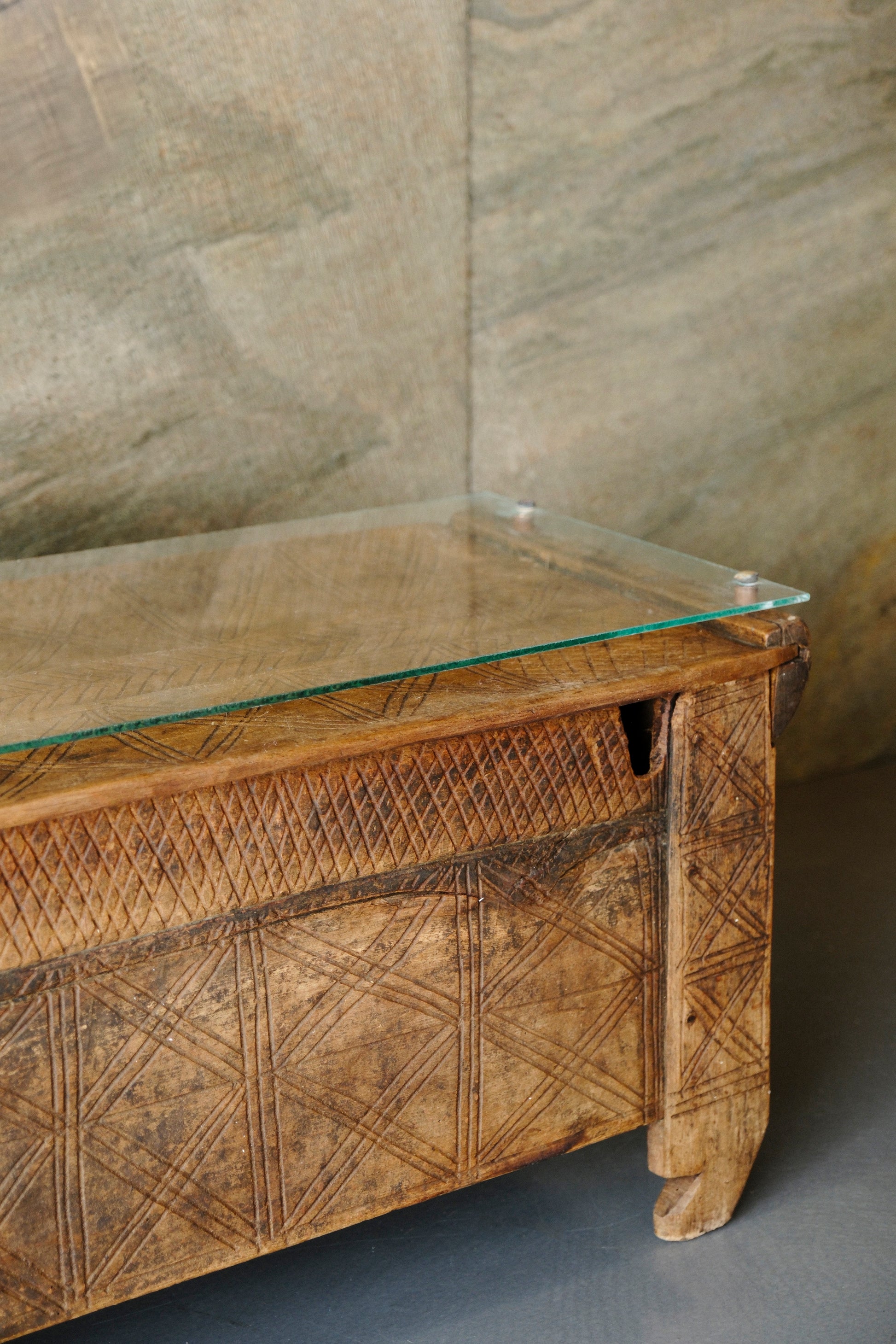 Glasbord af Vintage Kiste