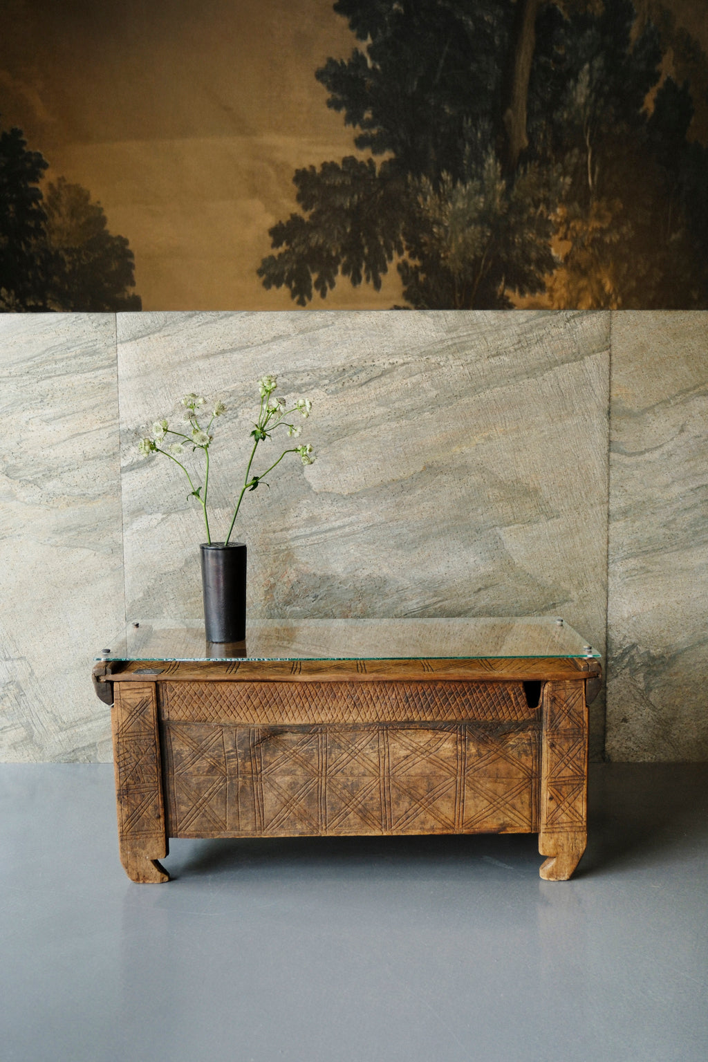 Glasbord af Vintage Kiste