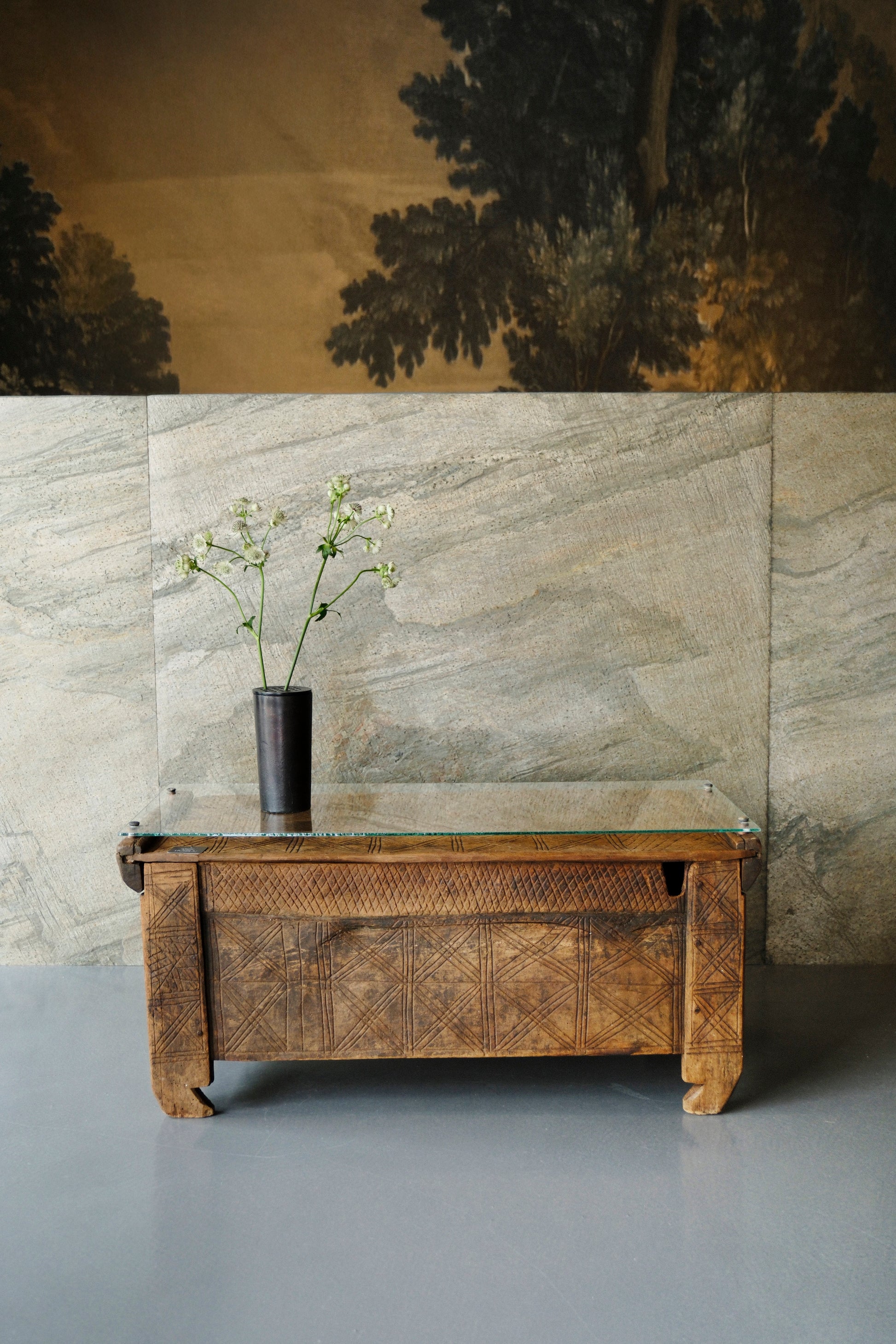 Glasbord af Vintage Kiste
