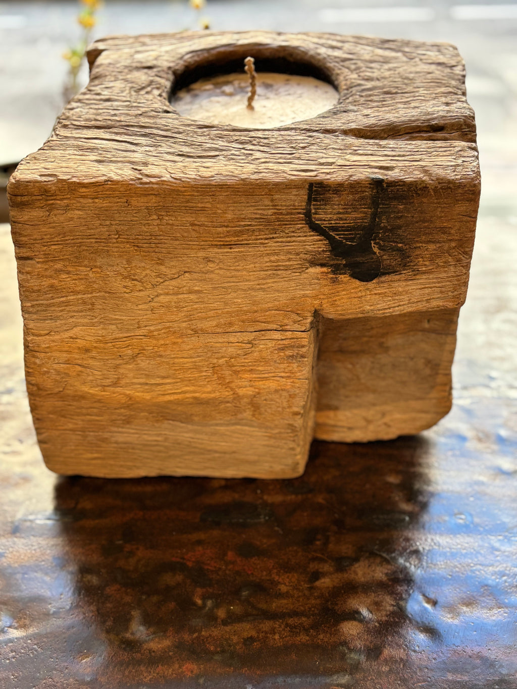 Square Lysestage – Genanvendt Træ, Bali