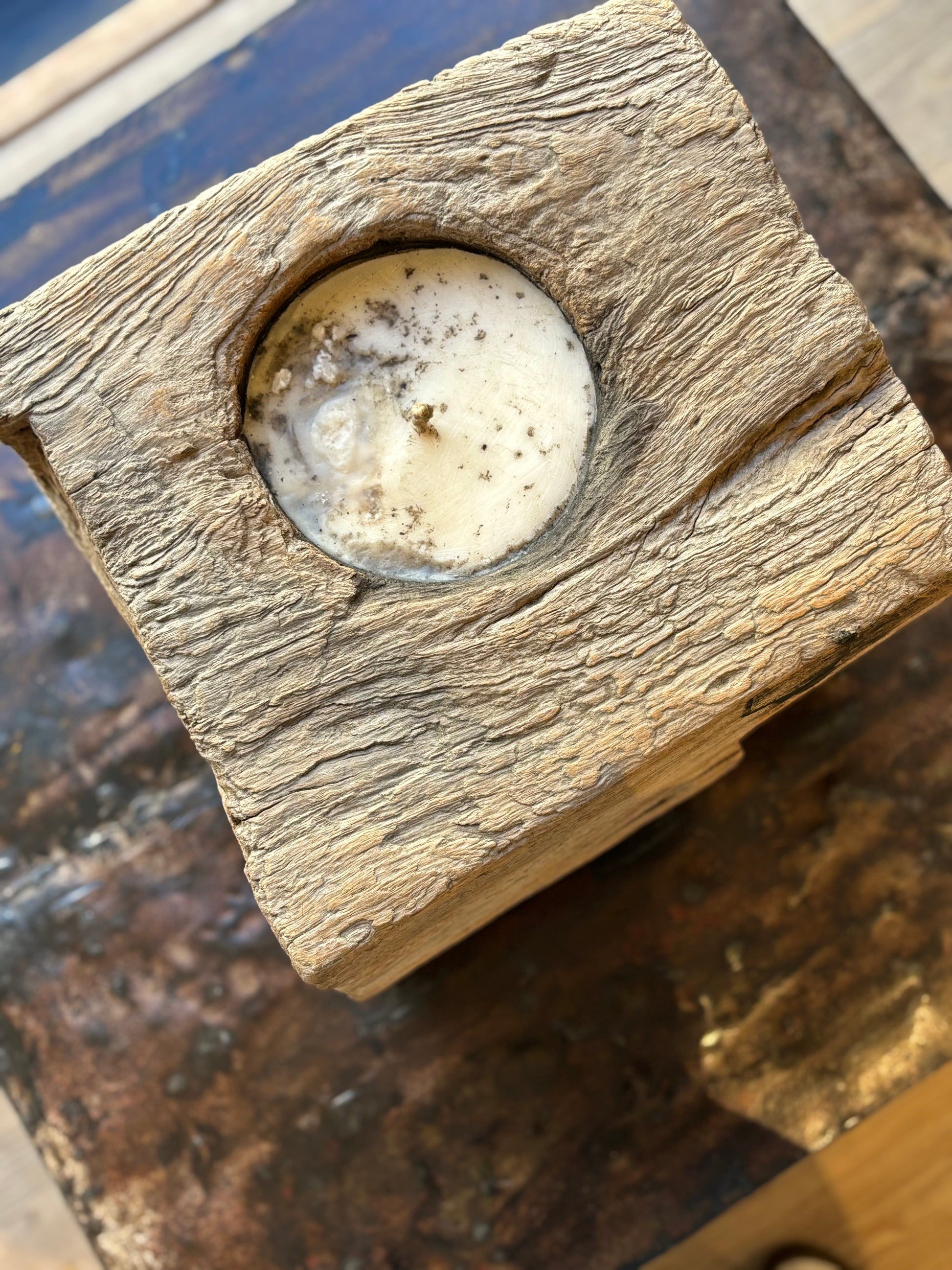 Square Lysestage – Genanvendt Træ, Bali