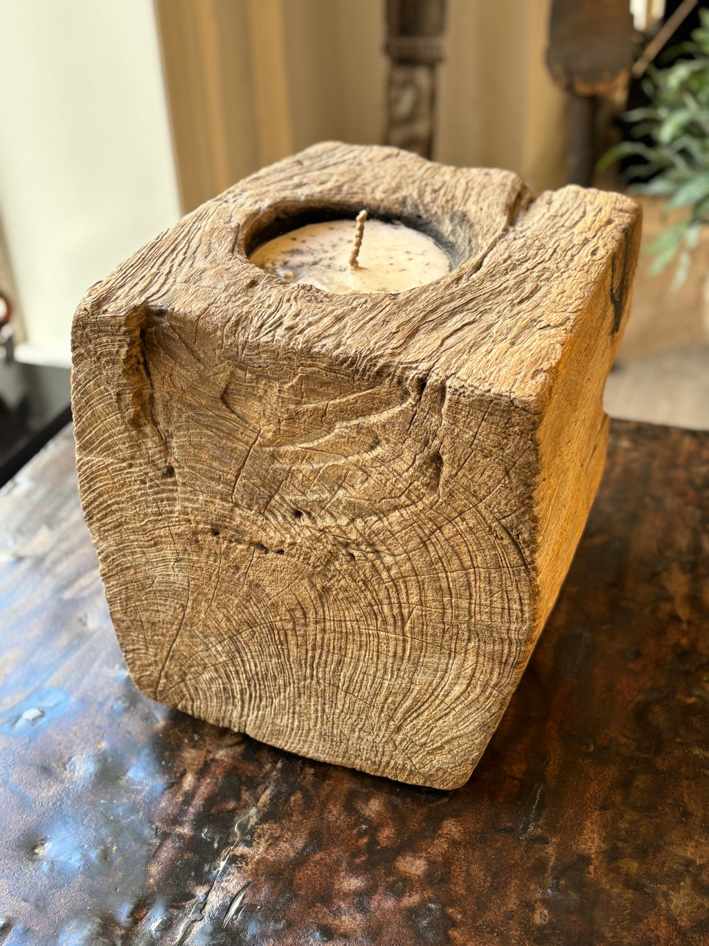 Square Lysestage – Genanvendt Træ, Bali