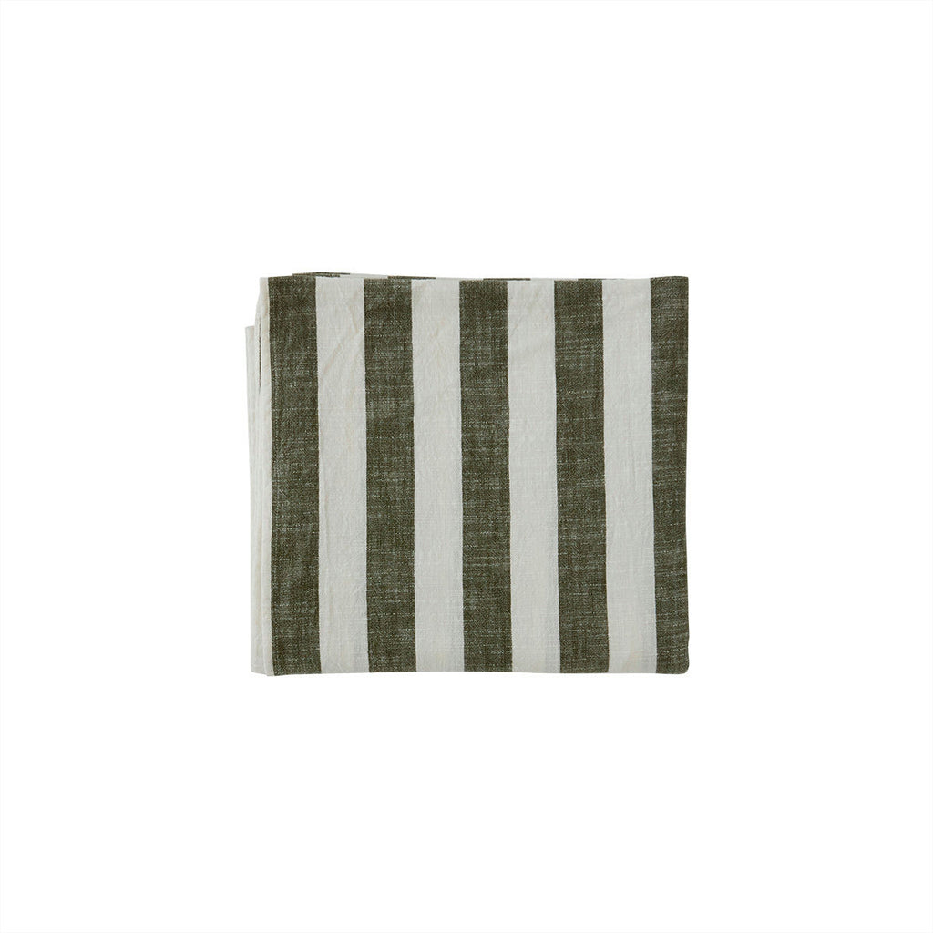 Stribet dug, 260 x 140 cm, oliven